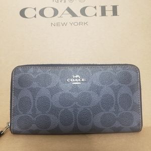 SOLD****COACH Denim Blue Logo Leather Wallet